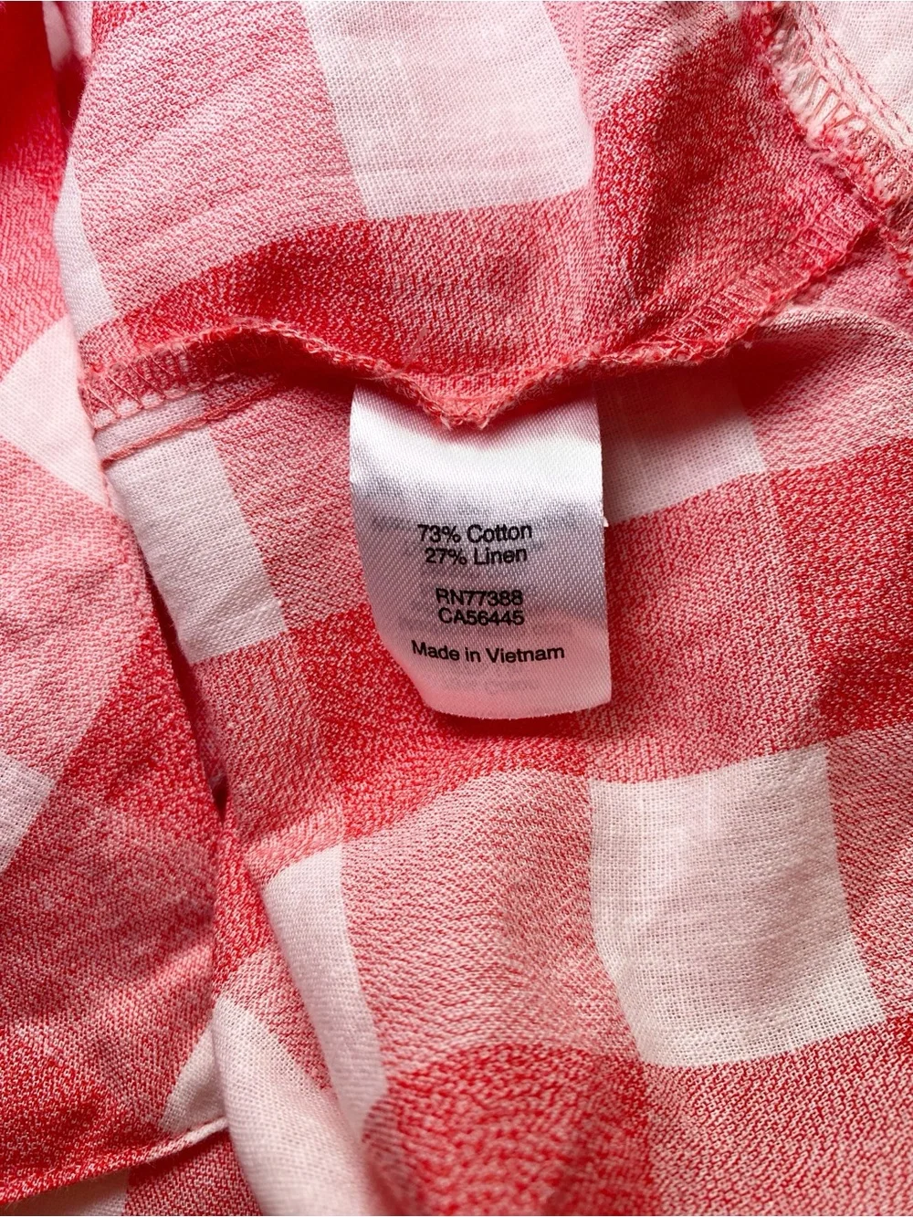 J.Crew Red Gingham Sleeveless Shell Top Side Tie Linen Blend Size 2